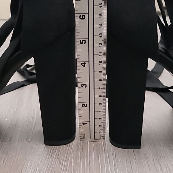 Dream Pairs Black Suede Tie Up Chunky High Heels Women's Size 9 1/2 - Picture 4 of 8